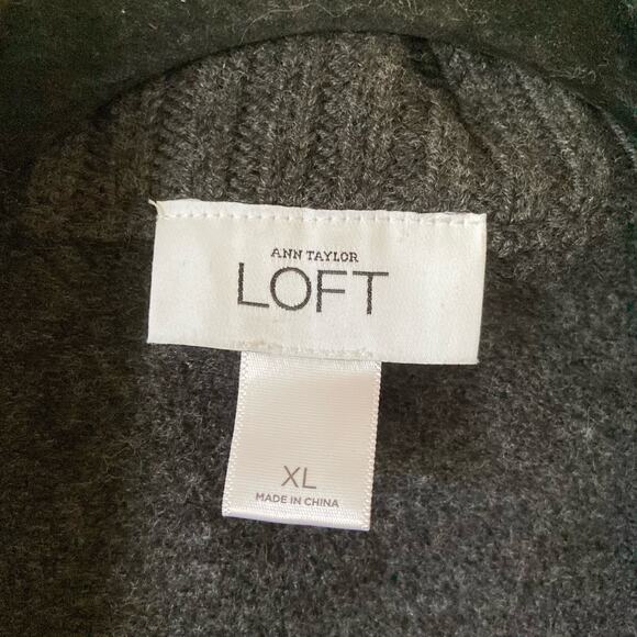 Loft Wool Military Jacket Pea Coat Peplum Charcoal Gray Size Medium Women's - Picture 7 of 13